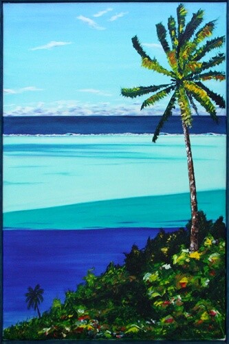 Painting titled "HUAHINE" by Gilles Fraysse, Original Artwork, Oil