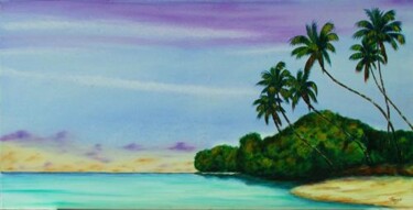 Painting titled "ONIRIQUE BEACH" by Gilles Fraysse, Original Artwork, Oil