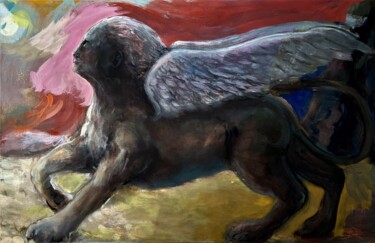 Painting titled "Sphinx" by Gilles Glaçon, Original Artwork, Acrylic Mounted on Wood Stretcher frame