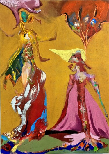 Pittura intitolato "Annunaki" da Gilles Glaçon, Opera d'arte originale, Acrilico Montato su Telaio per barella in legno