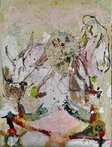 Painting titled "Subtil tauromachie" by Gilles Glaçon, Original Artwork, Acrylic Mounted on Wood Panel