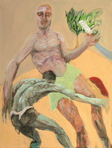 Malerei mit dem Titel "David et Goliath" von Gilles Glaçon, Original-Kunstwerk, Pigmente