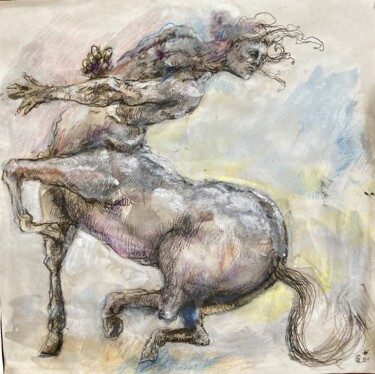 Zeichnungen mit dem Titel "Centaure reflex" von Gilles Glaçon, Original-Kunstwerk, Tinte