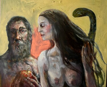 Schilderij getiteld "Adam et Eve" door Gilles Glaçon, Origineel Kunstwerk, pigmenten