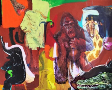 Peinture intitulée "Zootopic" par Gilles Glaçon, Œuvre d'art originale, Acrylique Monté sur Châssis en bois