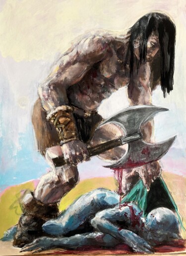 Painting titled "Barbarian" by Gilles Glaçon, Original Artwork, Acrylic