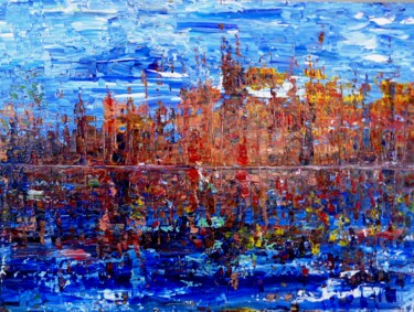 Pittura intitolato "Reflets d’automne" da Gilles Lajeunesse, Opera d'arte originale, Acrilico