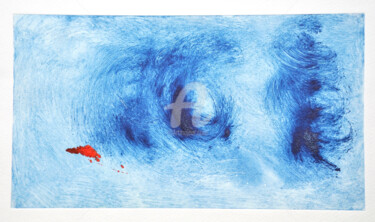 Malerei mit dem Titel "Le poisson rouge s'…" von Gilles Larbi, Original-Kunstwerk, Monotypie