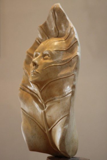 Sculpture intitulée "visage d'automne" par Gilles Le Bourlot, Œuvre d'art originale