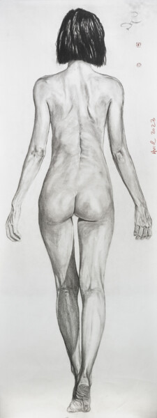 Drawing titled "Grand Nu N°4" by Gilles Le Corre, Original Artwork, Charcoal
