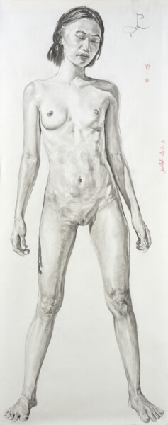 Drawing titled "Grand Nu N°6" by Gilles Le Corre, Original Artwork, Charcoal
