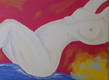 Painting titled "Nue sur canapé" by Gilles Mathe, Original Artwork, Oil