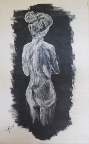 Peinture intitulée "nue de dos" par Gilles Mathe, Œuvre d'art originale, Huile