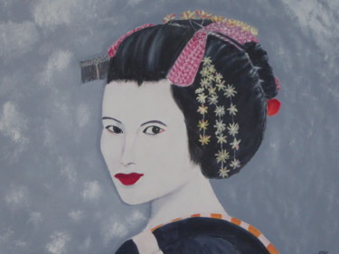 Painting titled "Geisha" by Gilles Mathe, Original Artwork, Oil