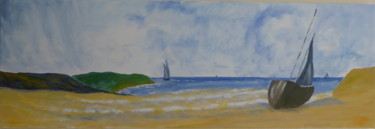 Painting titled "vue bord de mer" by Gilles Mathe, Original Artwork, Oil