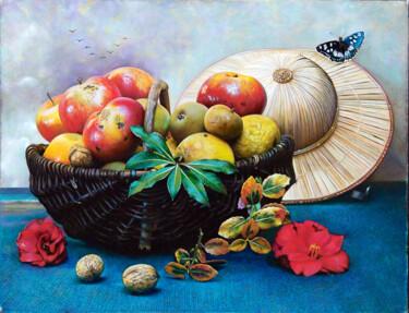 Malerei mit dem Titel "Papillon hors saison" von Gilles Paul Esnault, Original-Kunstwerk, Öl Auf Keilrahmen aus Holz montiert