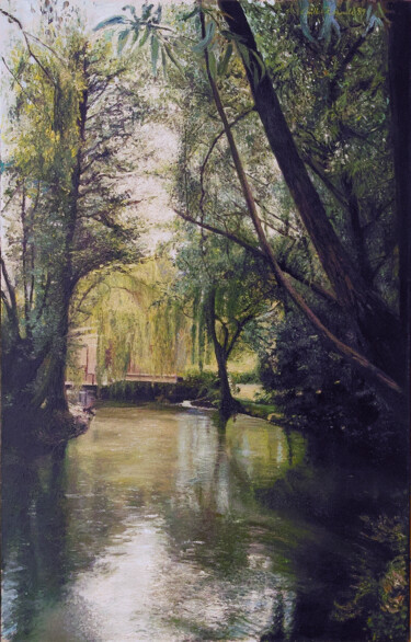 Картина под названием "Epte chez Monet" - Gilles Paul Esnault, Подлинное произведение искусства, Масло Установлен на artwork…