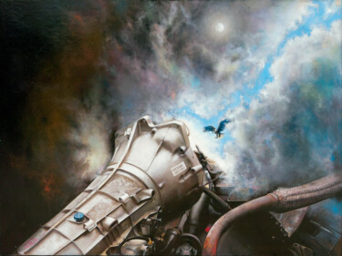 Pittura intitolato "Différent ciel" da Gilles Paul Esnault, Opera d'arte originale, Olio Montato su Altro pannello rigido