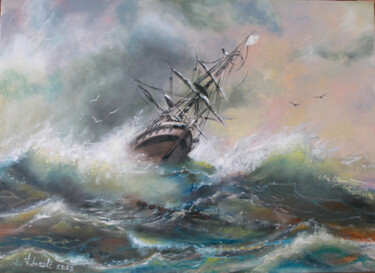 Painting titled "Turbulences" by Gilles Paul Esnault, Original Artwork, Oil Mounted on Other rigid panel
