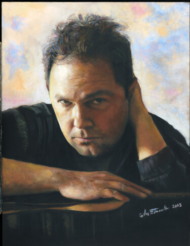 Peinture intitulée "Portrait d'Hubert D…" par Gilles Paul Esnault, Œuvre d'art originale, Huile Monté sur Autre panneau rigi…