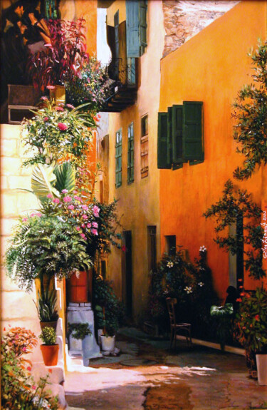 Painting titled "CHYPRE" by Gilles Paul Esnault, Original Artwork, Oil Mounted on Other rigid panel