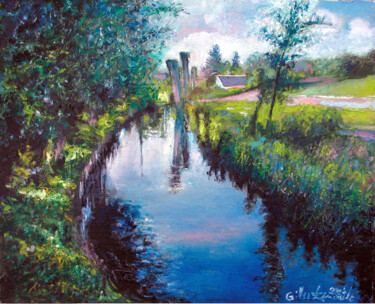 Painting titled "EPTE à BRAY ET LU" by Gilles Paul Esnault, Original Artwork, Oil Mounted on Other rigid panel