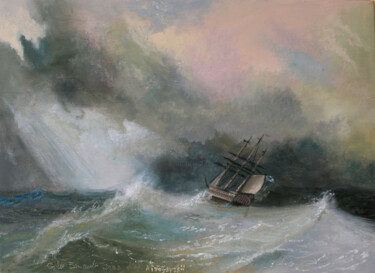 Painting titled "STORM" by Gilles Paul Esnault, Original Artwork, Oil Mounted on Other rigid panel