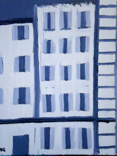 Painting titled "Façades" by Gilles Piquereau, Original Artwork, Oil