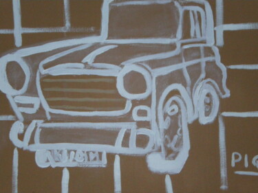 Schilderij getiteld "Taxi cab" door Gilles Piquereau, Origineel Kunstwerk, Olie