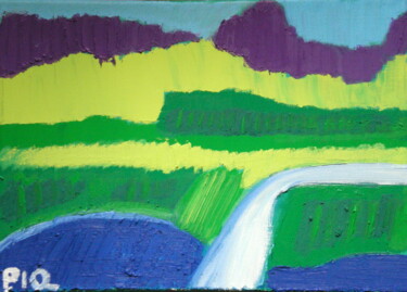 Peinture intitulée "La cascade" par Gilles Piquereau, Œuvre d'art originale, Huile