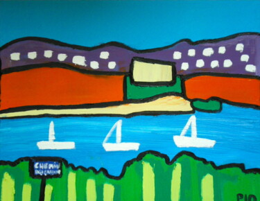 Painting titled "Antibes 3" by Gilles Piquereau, Original Artwork, Oil