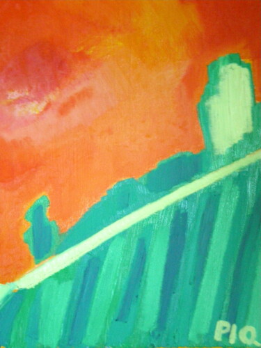 Pintura intitulada "Sunset Landscape" por Gilles Piquereau, Obras de arte originais, Óleo