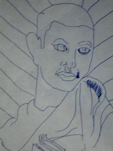 Рисунок под названием "Bodhisattva" - Gilles Piquereau, Подлинное произведение искусства, Шариковая ручка