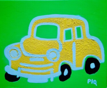 Peinture intitulée "Renault 4 CV "moust…" par Gilles Piquereau, Œuvre d'art originale, Huile