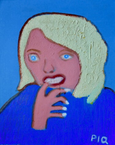 Schilderij getiteld "Une Blonde" door Gilles Piquereau, Origineel Kunstwerk, Olie