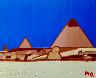 Peinture intitulée "Pyramides de Gizeh" par Gilles Piquereau, Œuvre d'art originale, Huile