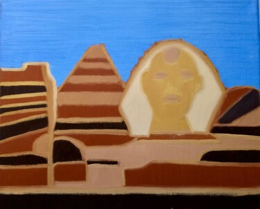 Peinture intitulée "Sphinx de Gizeh" par Gilles Piquereau, Œuvre d'art originale, Huile