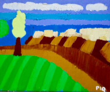 Painting titled "Paysage Néo Fauve" by Gilles Piquereau, Original Artwork, Oil