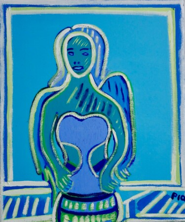 Peinture intitulée "La Femme Angélique" par Gilles Piquereau, Œuvre d'art originale, Huile
