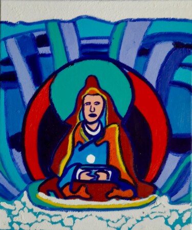Картина под названием "Guru Dewa Chenpo" - Gilles Piquereau, Подлинное произведение искусства, Масло