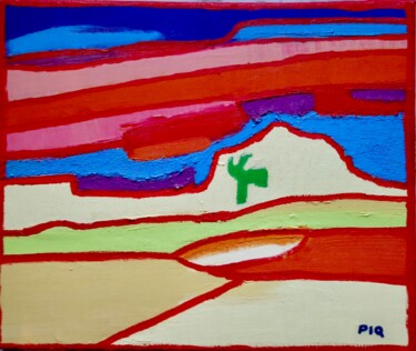 Картина под названием "Crépuscule Sahel" - Gilles Piquereau, Подлинное произведение искусства, Масло