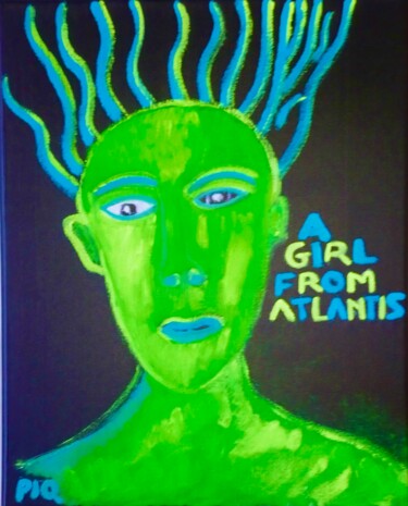 Картина под названием "A GIRL FROM ATLANTIS" - Gilles Piquereau, Подлинное произведение искусства, Масло