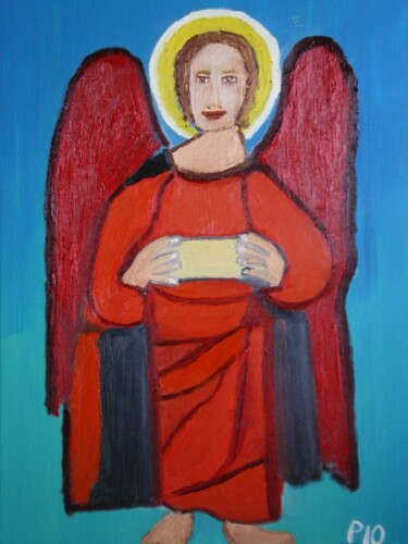 Картина под названием "Ange au parchemin" - Gilles Piquereau, Подлинное произведение искусства, Акрил