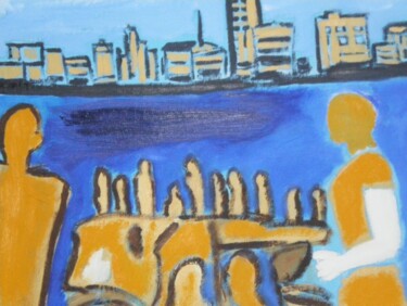 Peinture intitulée "l'estuaire" par Gilles Piquereau, Œuvre d'art originale, Huile