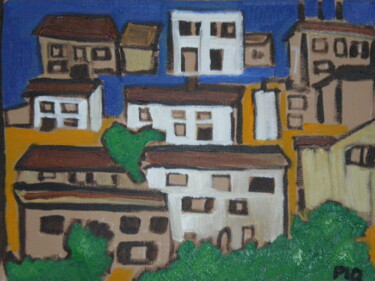 Peinture intitulée "Maisons" par Gilles Piquereau, Œuvre d'art originale