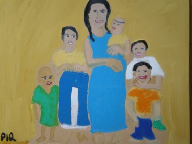 Painting titled "Happy family" by Gilles Piquereau, Original Artwork