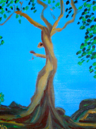 Painting titled "L'arbre de vie" by Gilles Piquereau, Original Artwork, Oil