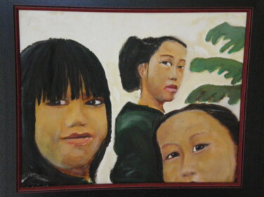 Painting titled "3 jeunes filles vie…" by Gilles Piquereau, Original Artwork, Oil
