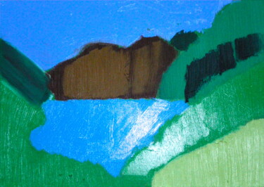 Painting titled "Lac de montagne" by Gilles Piquereau, Original Artwork, Oil