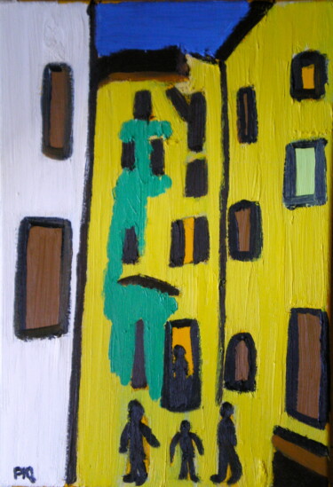 Peinture intitulée "Ruelle jaune" par Gilles Piquereau, Œuvre d'art originale, Huile